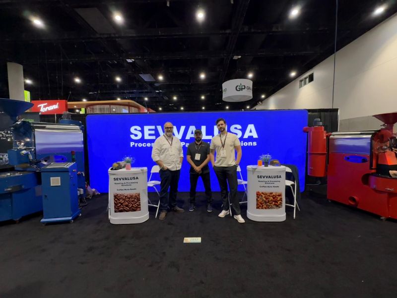 SEVVALUSA coffee roasting equipment and team at booth 2817, World of Coffee San Diego 2026